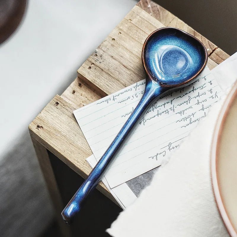 Japanese Style Ceramic Long Handled Spoon - The House Of BLOC