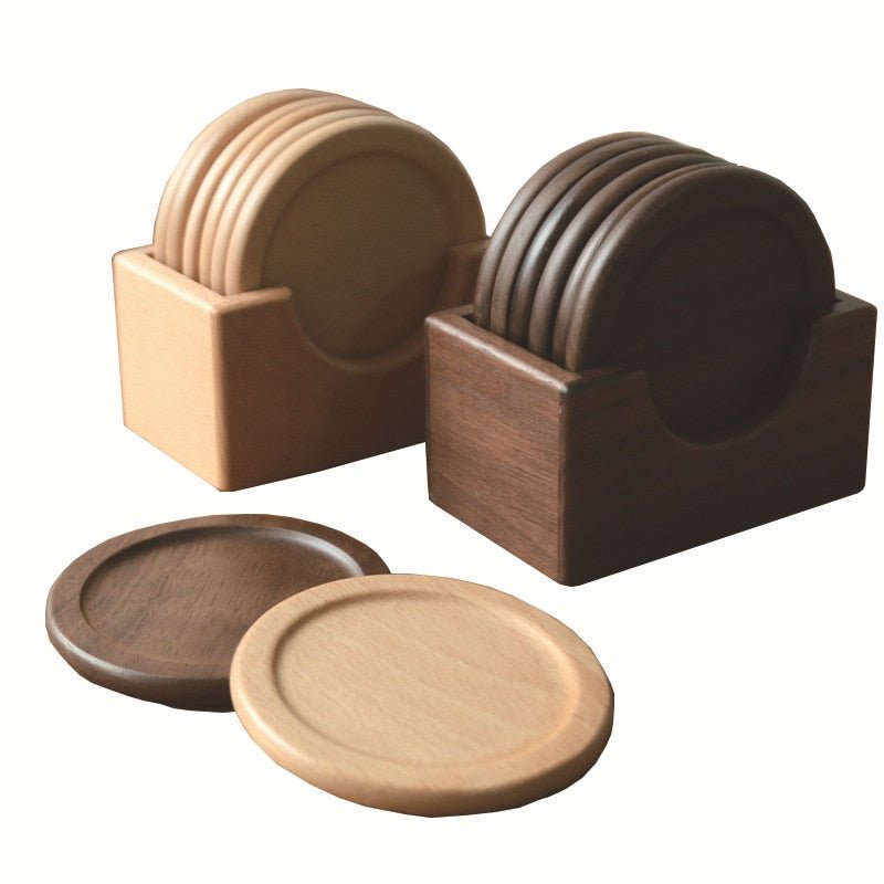 Japanese Style Six Piece Wooden Coaster Set - The House Of BLOC