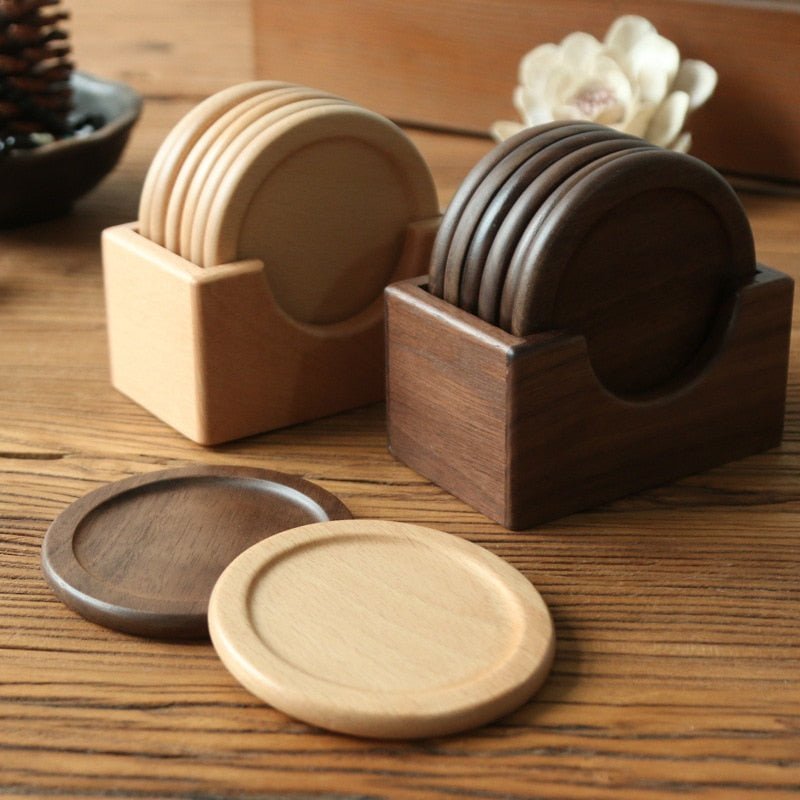 Japanese Style Six Piece Wooden Coaster Set - The House Of BLOC