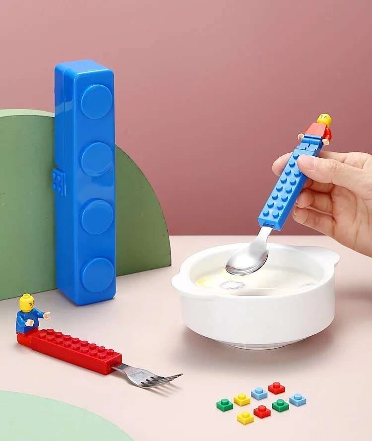 Kids Building Bricks Spoon & Fork Set - The House Of BLOC