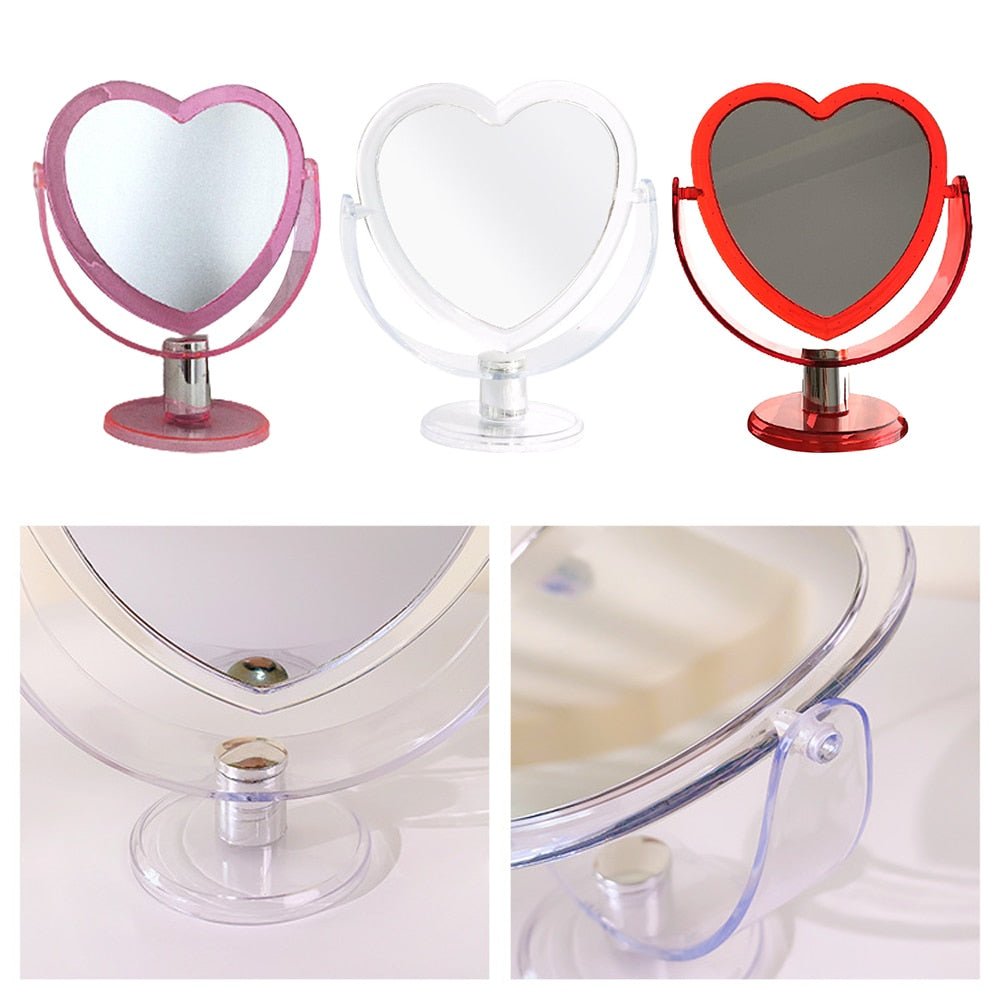 Korean Style Heart Shaped Double Sided Cosmetic Mirror - The House Of BLOC