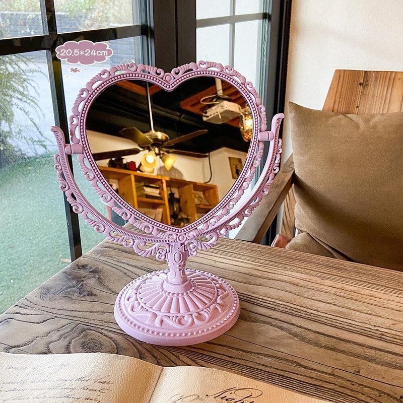 Korean Style Heart Shaped Double Sided Cosmetic Mirror - The House Of BLOC