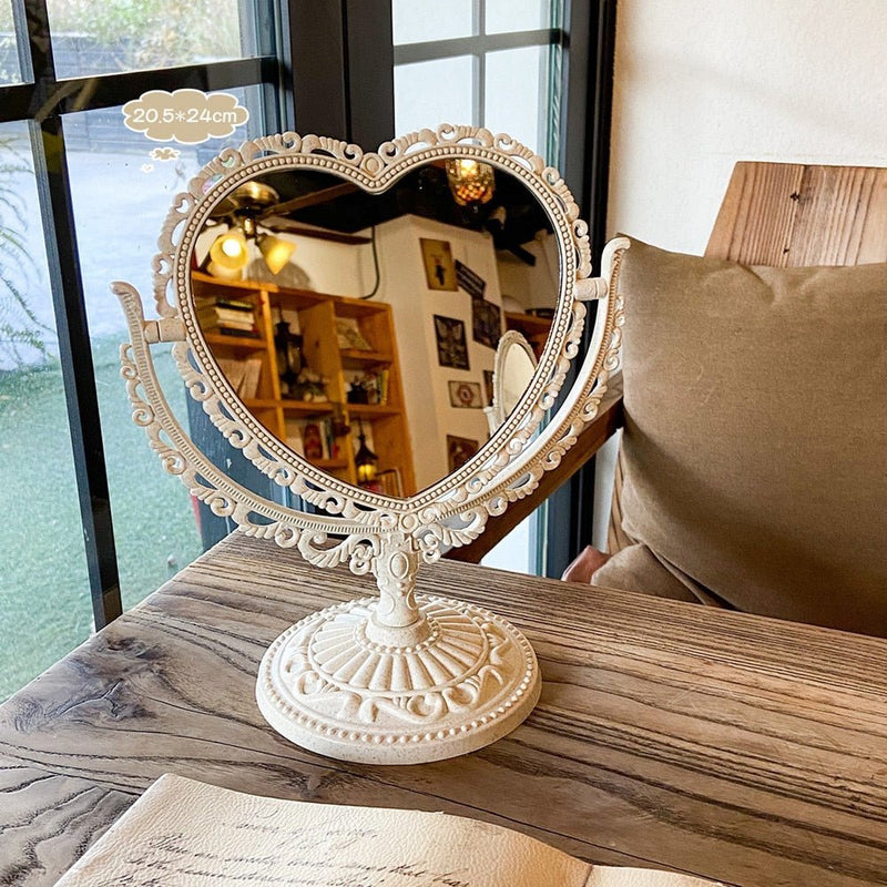 Korean Style Heart Shaped Double Sided Cosmetic Mirror - The House Of BLOC