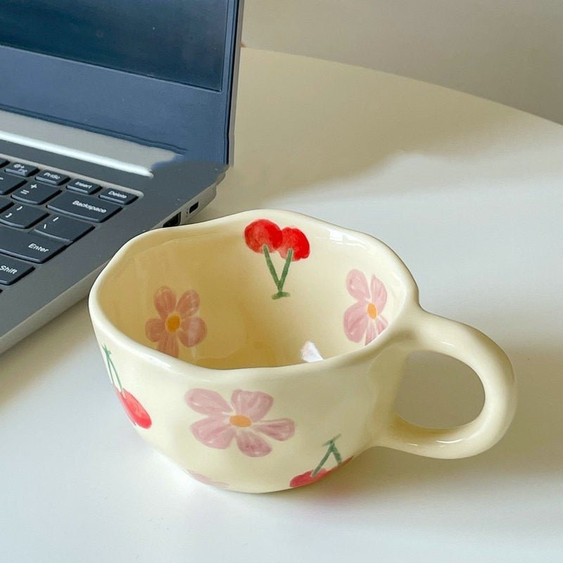 Korean Style Irregular Flower Ceramic Mug - The House Of BLOC