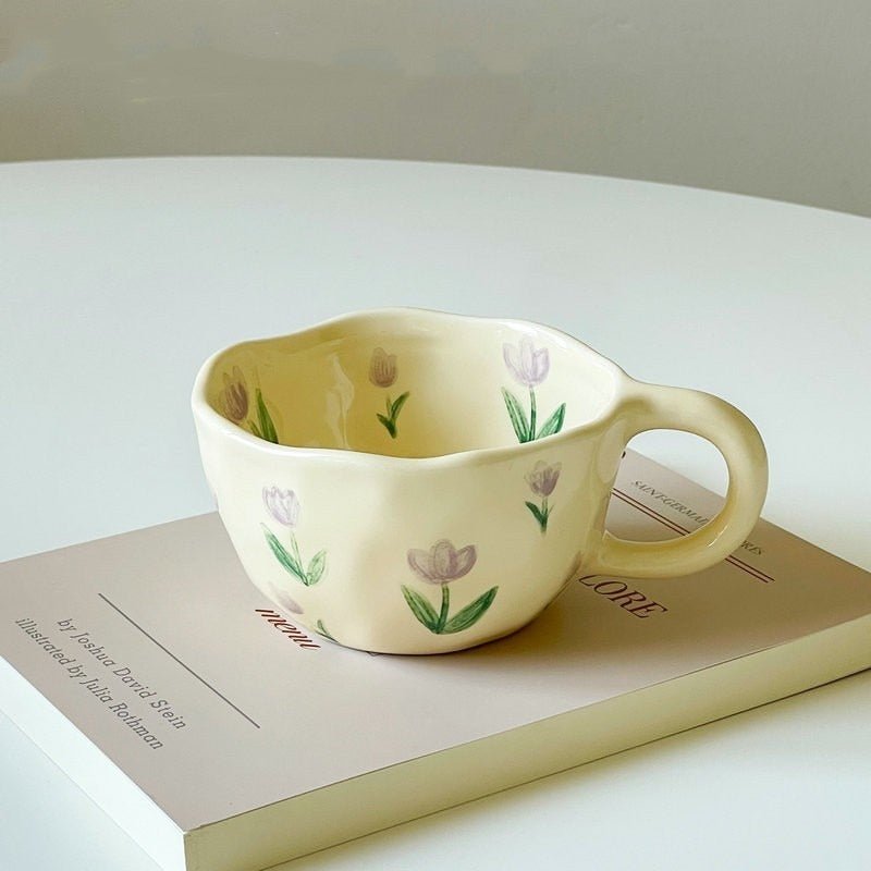 Korean Style Irregular Flower Ceramic Mug - The House Of BLOC