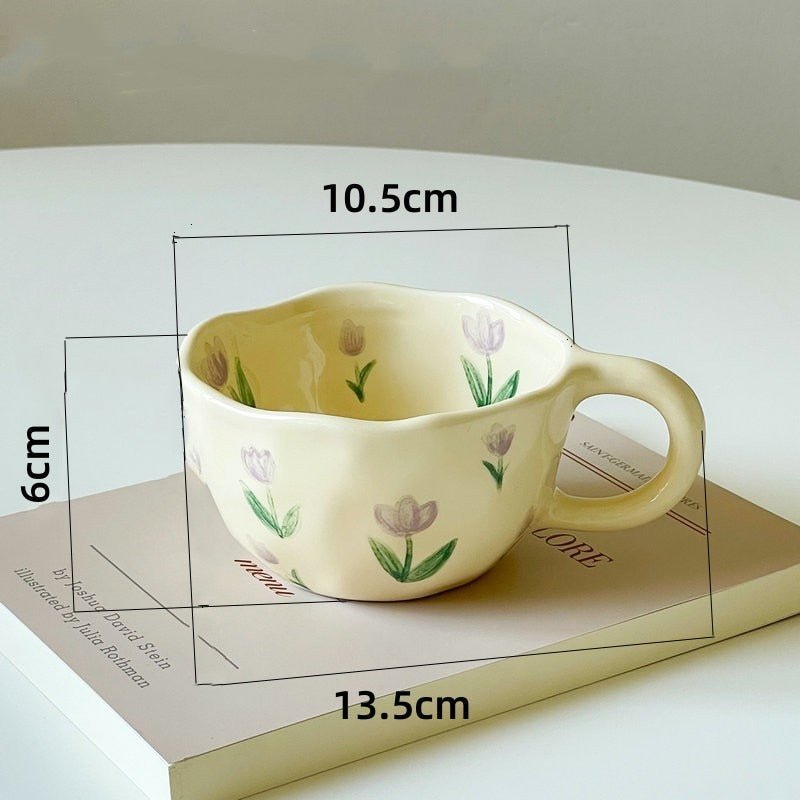 Korean Style Irregular Flower Ceramic Mug - The House Of BLOC