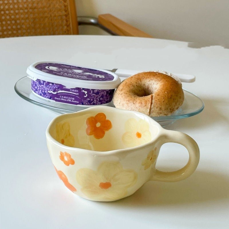 Korean Style Irregular Flower Ceramic Mug - The House Of BLOC