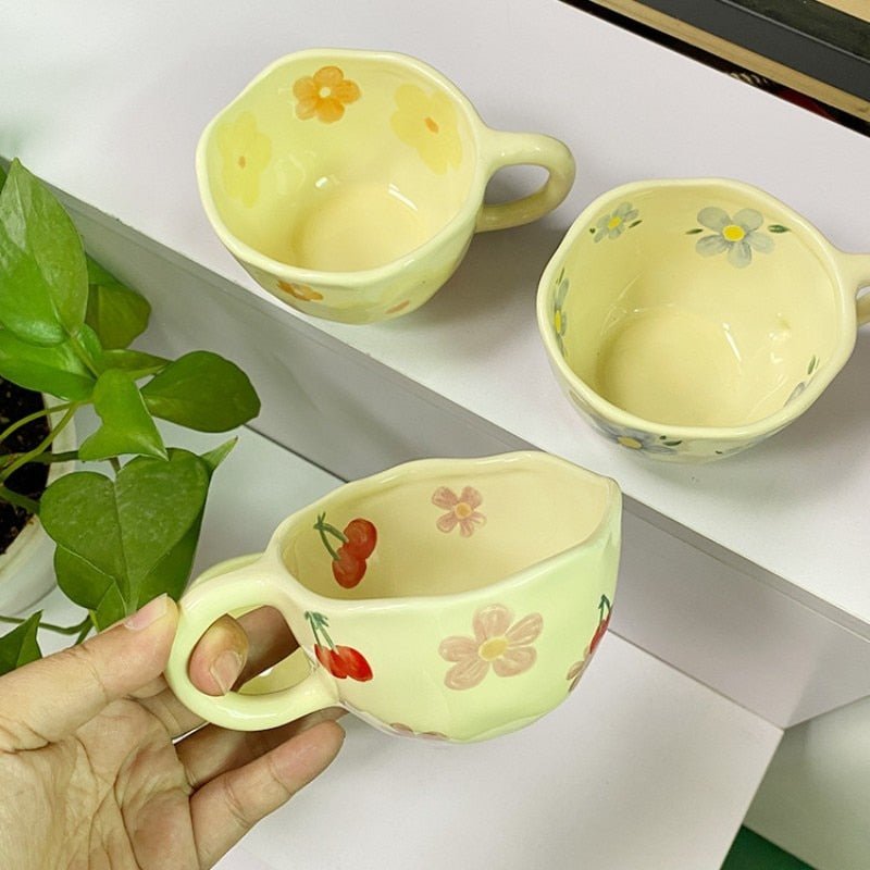 Korean Style Irregular Flower Ceramic Mug - The House Of BLOC