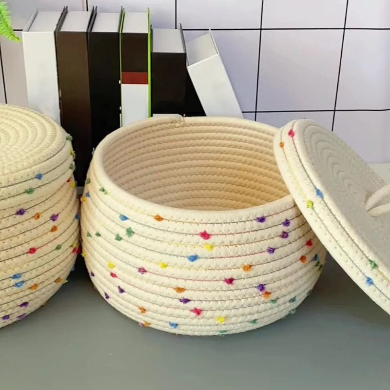Large Cotton Rope Storage Basket With Lid - The House Of BLOC