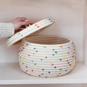 Large Cotton Rope Storage Basket With Lid - The House Of BLOC