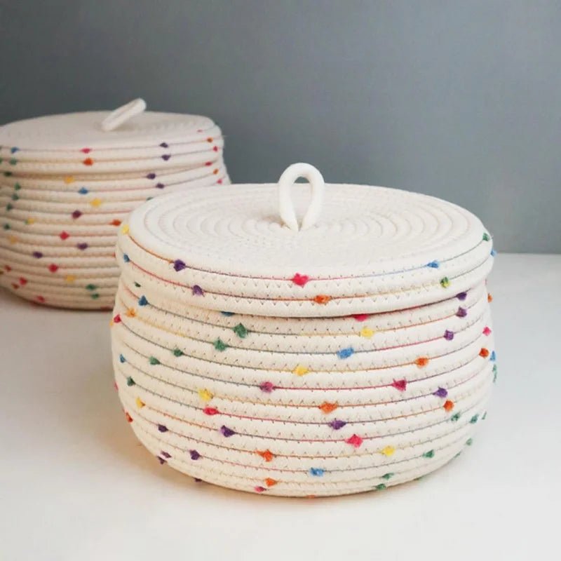 Large Cotton Rope Storage Basket With Lid - The House Of BLOC
