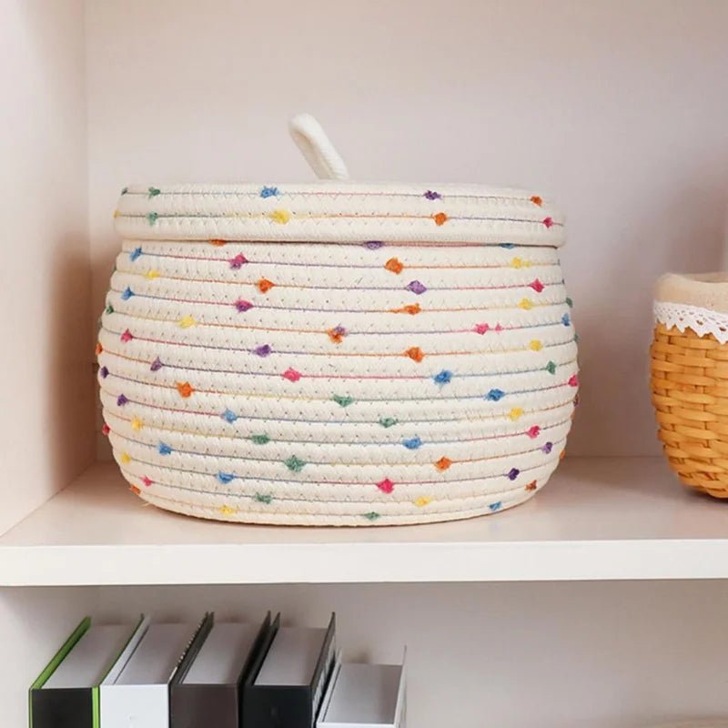 Large Cotton Rope Storage Basket With Lid - The House Of BLOC