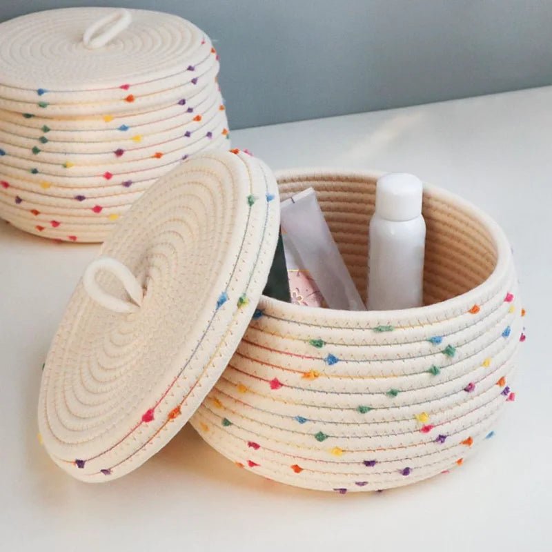 Large Cotton Rope Storage Basket With Lid - The House Of BLOC