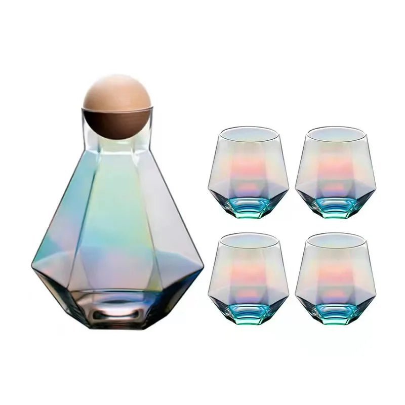Luxury Diamond Shape Crystal Decanter & Glasses Set - The House Of BLOC