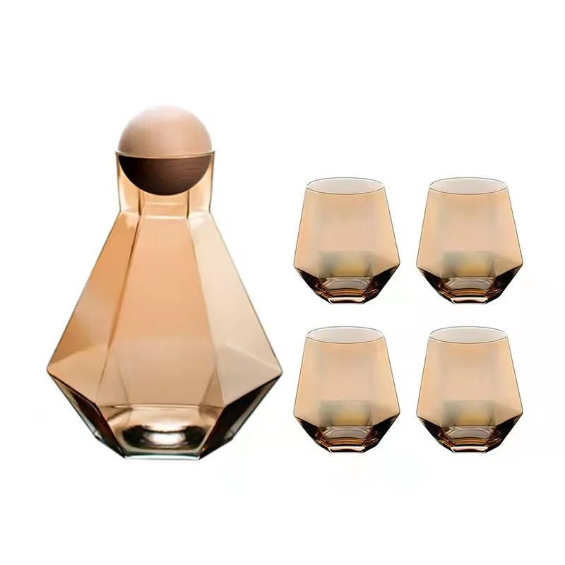 Luxury Diamond Shape Crystal Decanter & Glasses Set - The House Of BLOC