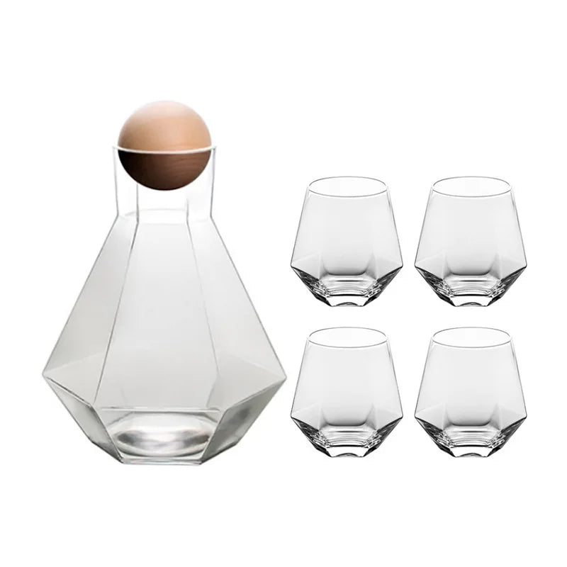 Luxury Diamond Shape Crystal Decanter & Glasses Set - The House Of BLOC