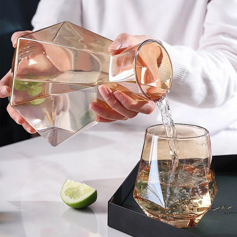 Luxury Diamond Shape Crystal Decanter & Glasses Set - The House Of BLOC
