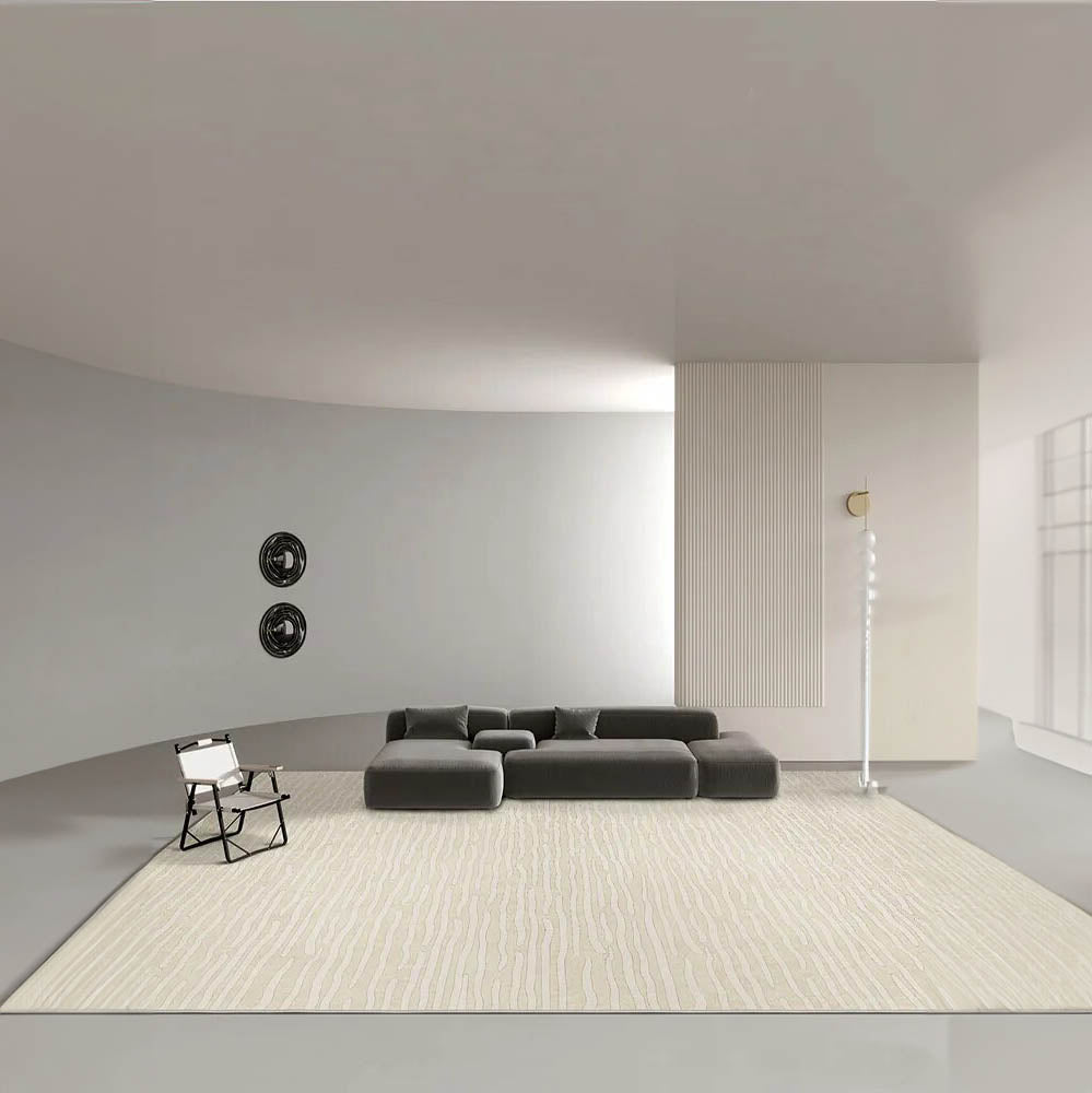 Minimalist Beige Striped Living Room Rug - The House Of BLOC