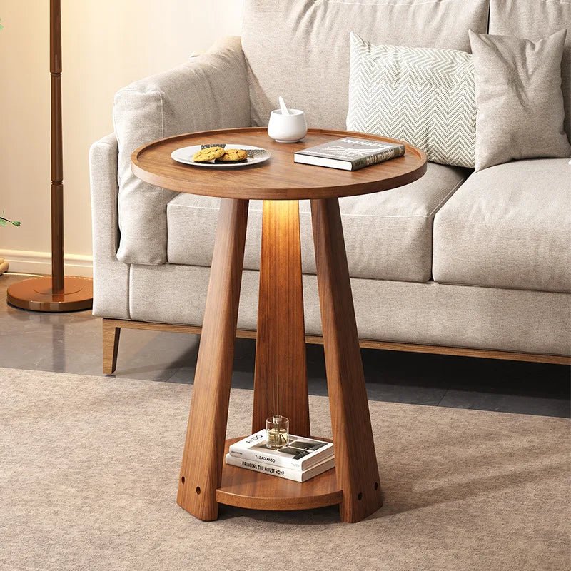 Minimalist Round Oak Tripod Side Table - The House Of BLOC