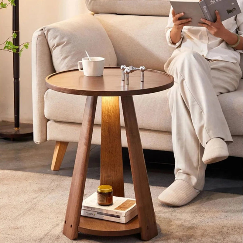 Minimalist Round Oak Tripod Side Table - The House Of BLOC