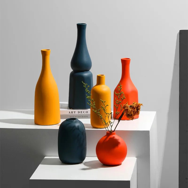 Minimalist Solid Colour Bright Ceramic Vase - The House Of BLOC