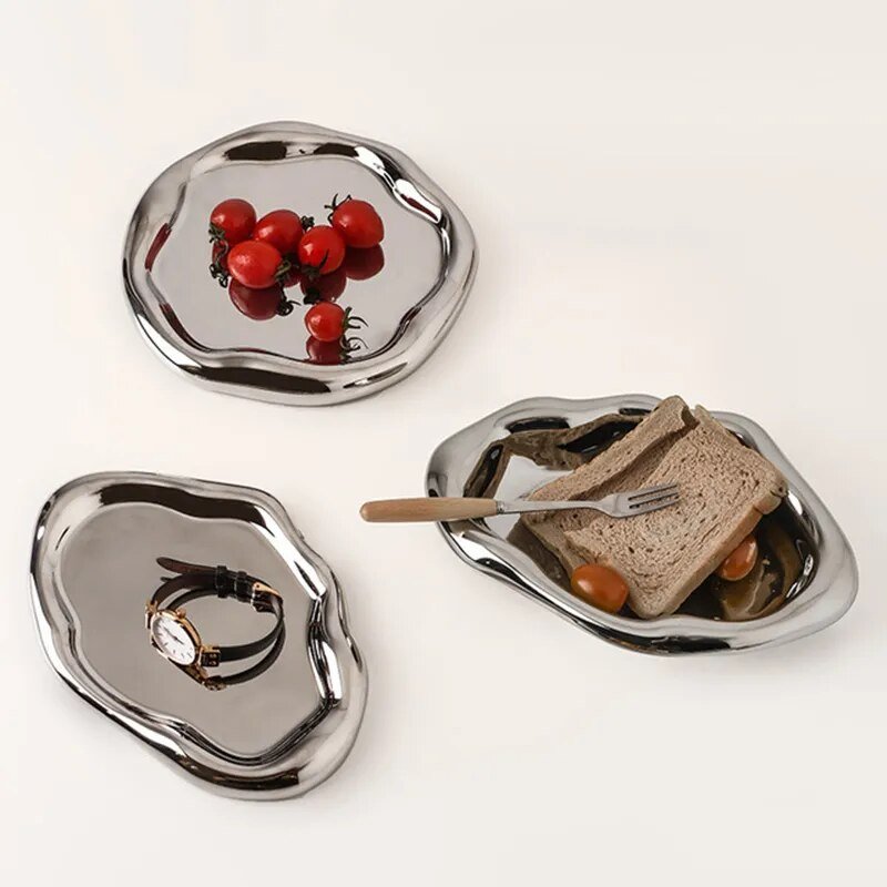 Modern Ceramic & Silver Plated Ink Dot Tray - The House Of BLOC