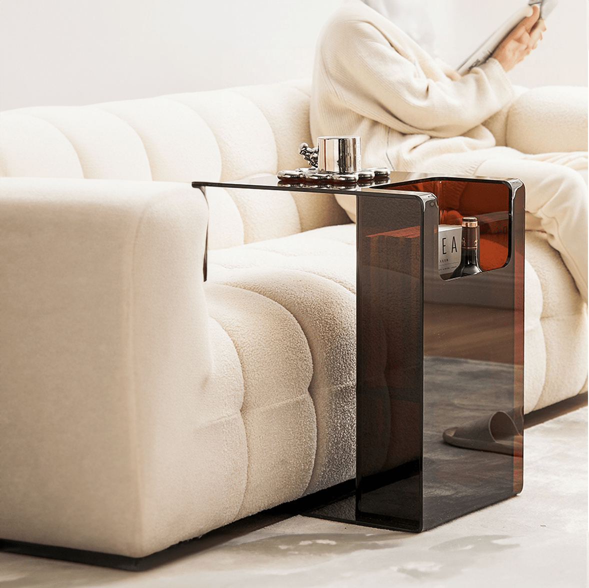 Modern Style Transparent Sofa Side Table - The House Of BLOC