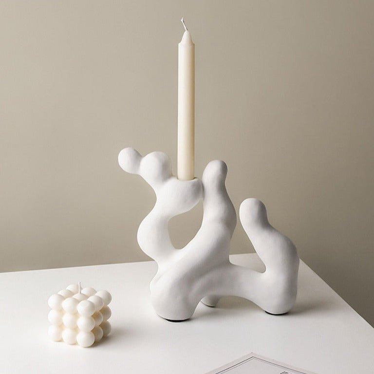 Nordic Ceramic Irregular Candlestick Holder - The House Of BLOC