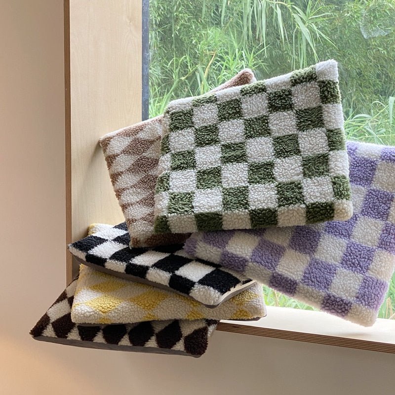 Nordic Chequerboard Diamo Polar Fleece Cushions - The House Of BLOC