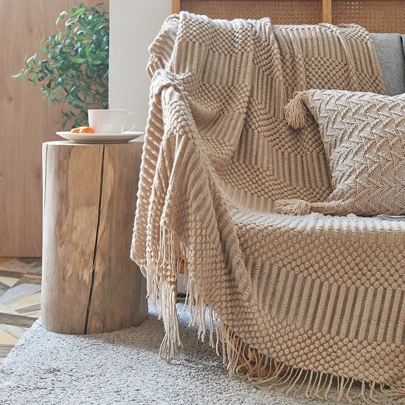 Nordic Solid Sofa Knitted Blanket - The House Of BLOC