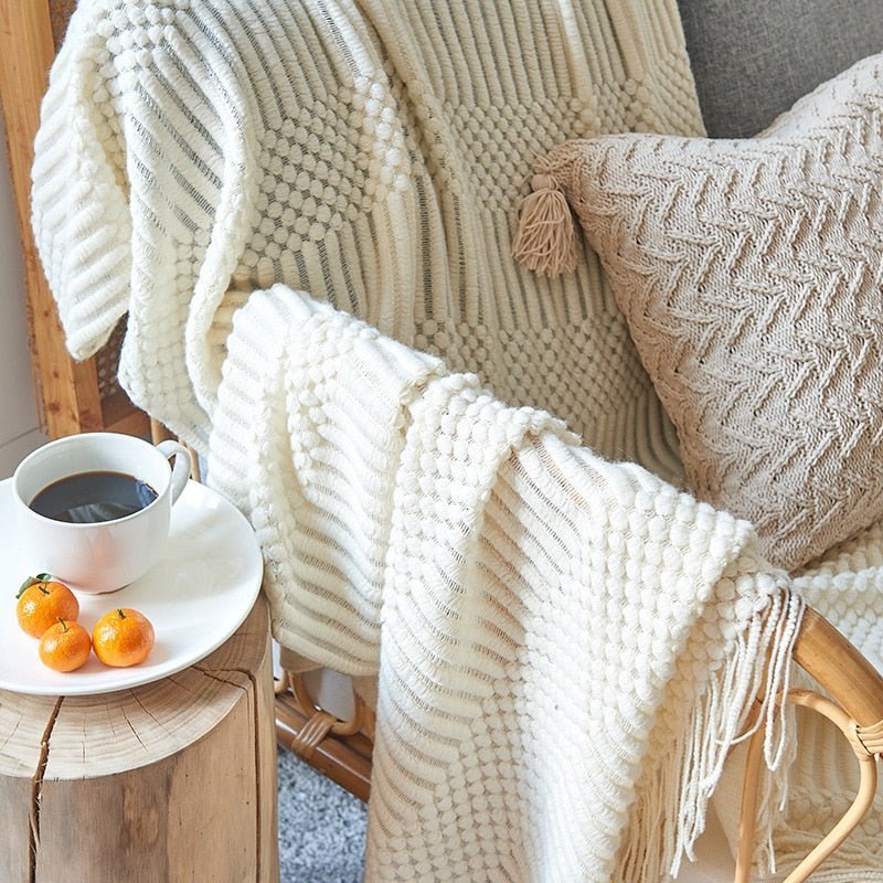 Nordic Solid Sofa Knitted Blanket - The House Of BLOC