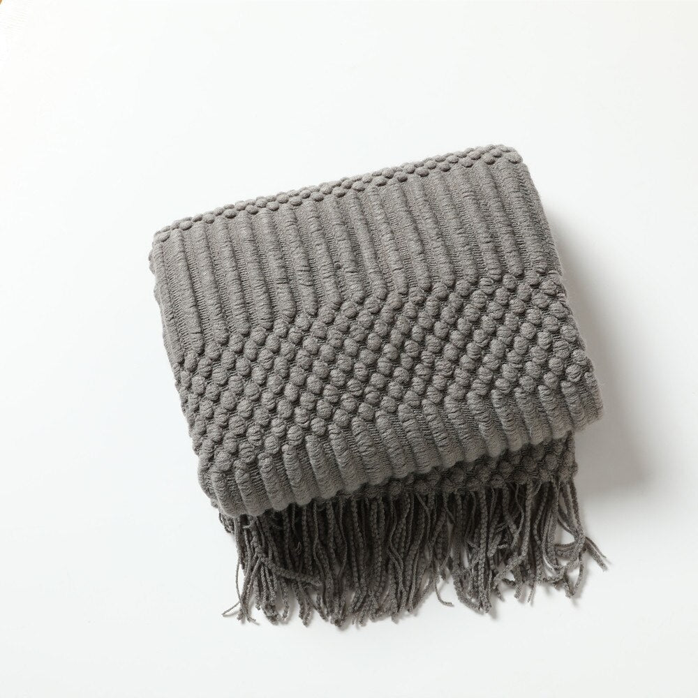 Nordic Solid Sofa Knitted Blanket - The House Of BLOC