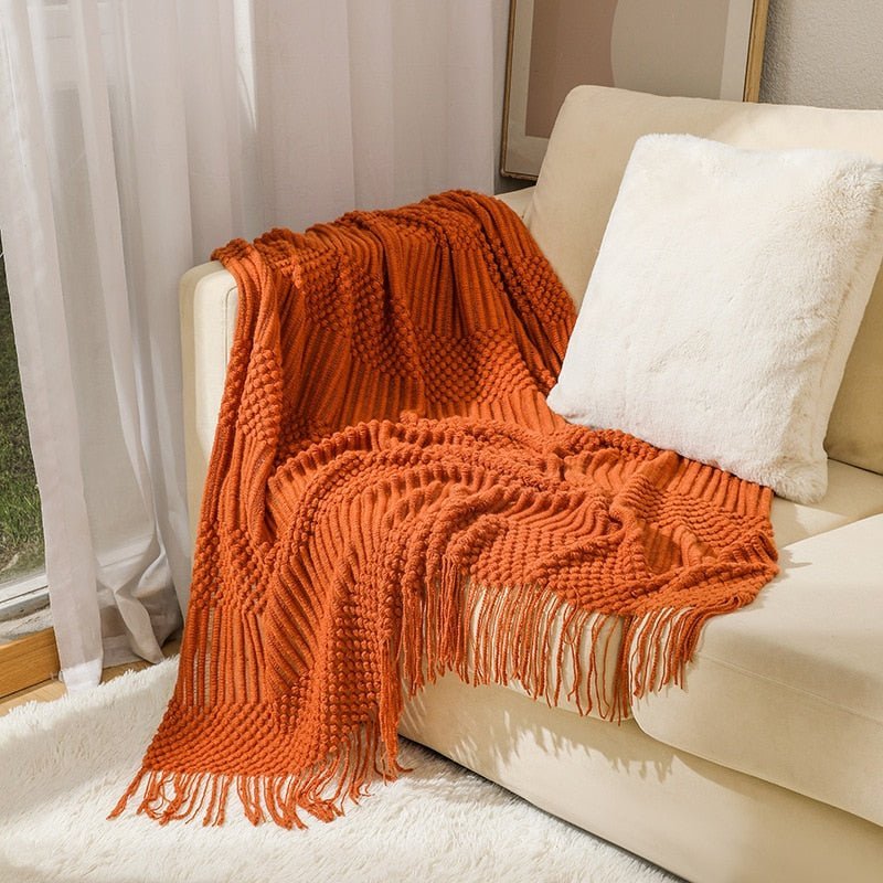 Nordic Solid Sofa Knitted Blanket - The House Of BLOC