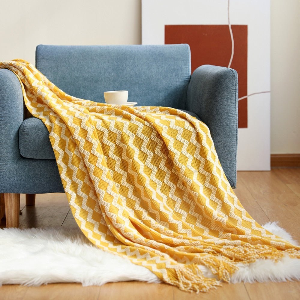 Nordic Solid Sofa Knitted Blanket - The House Of BLOC