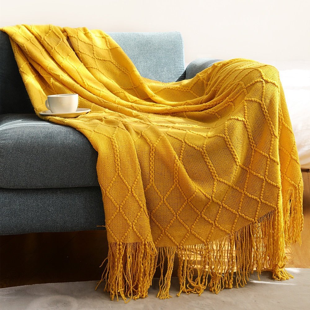 Nordic Solid Sofa Knitted Blanket - The House Of BLOC