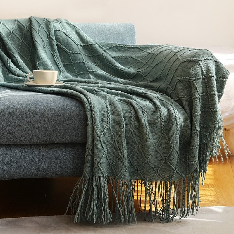 Nordic Solid Sofa Knitted Blanket - The House Of BLOC