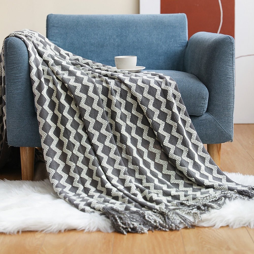 Nordic Solid Sofa Knitted Blanket - The House Of BLOC