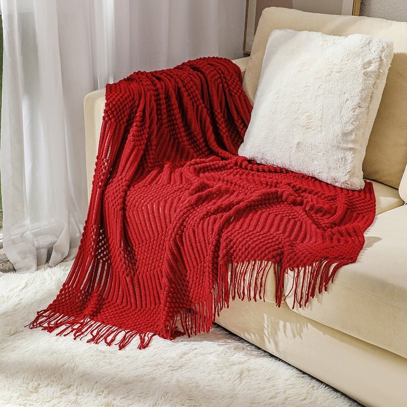 Nordic Solid Sofa Knitted Blanket - The House Of BLOC