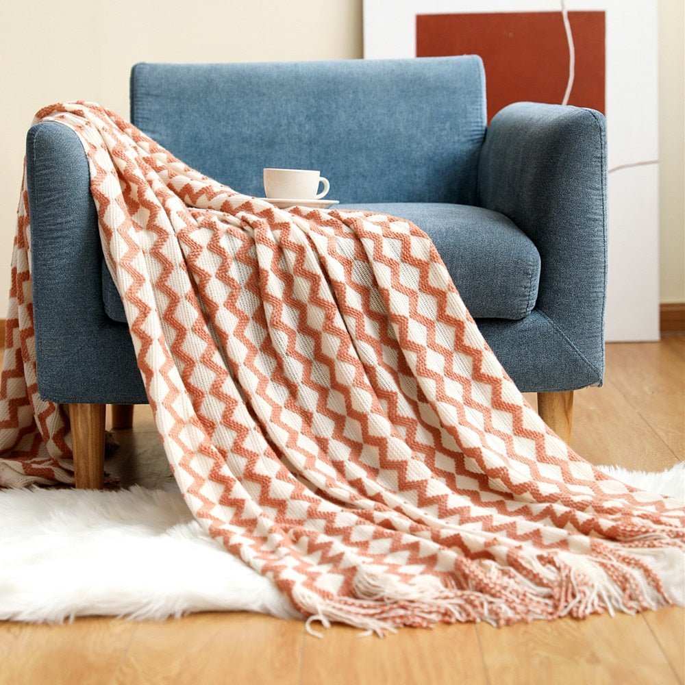 Nordic Solid Sofa Knitted Blanket - The House Of BLOC