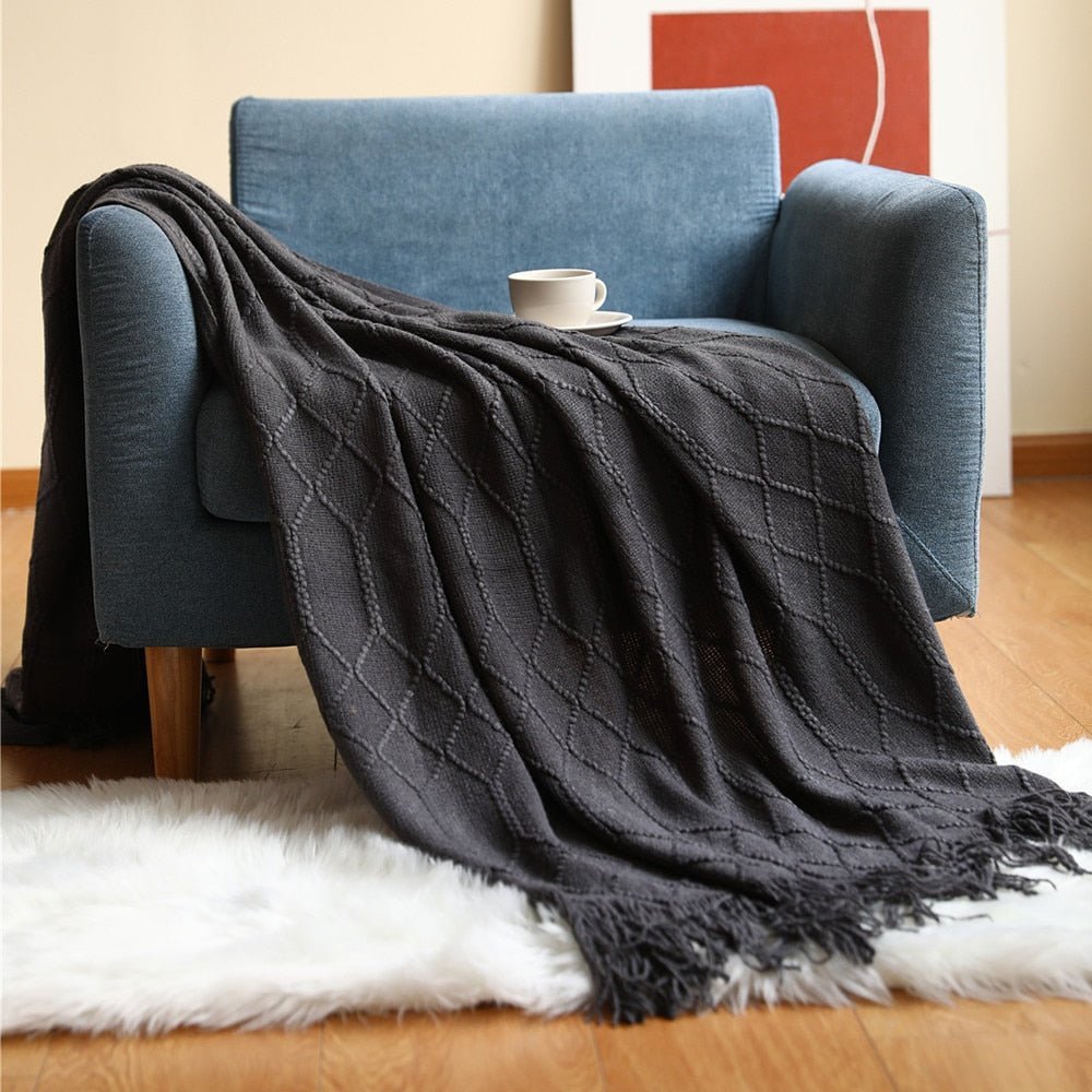 Nordic Solid Sofa Knitted Blanket - The House Of BLOC