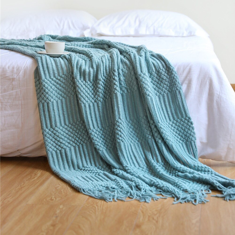 Nordic Solid Sofa Knitted Blanket - The House Of BLOC