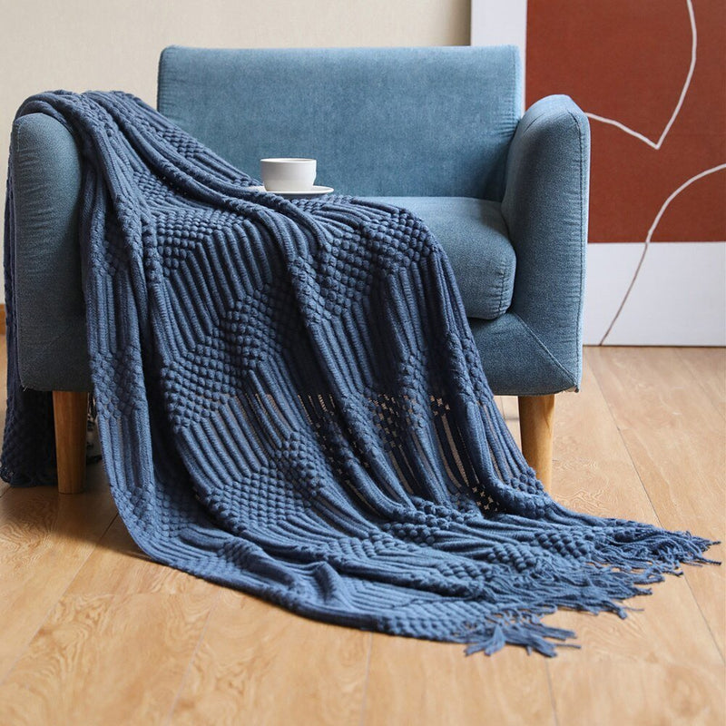 Nordic Solid Sofa Knitted Blanket - The House Of BLOC