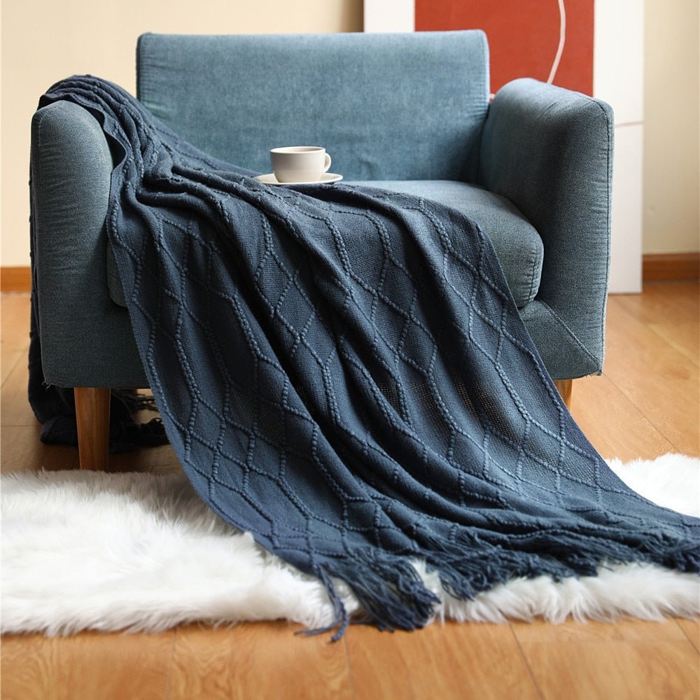 Nordic Solid Sofa Knitted Blanket - The House Of BLOC