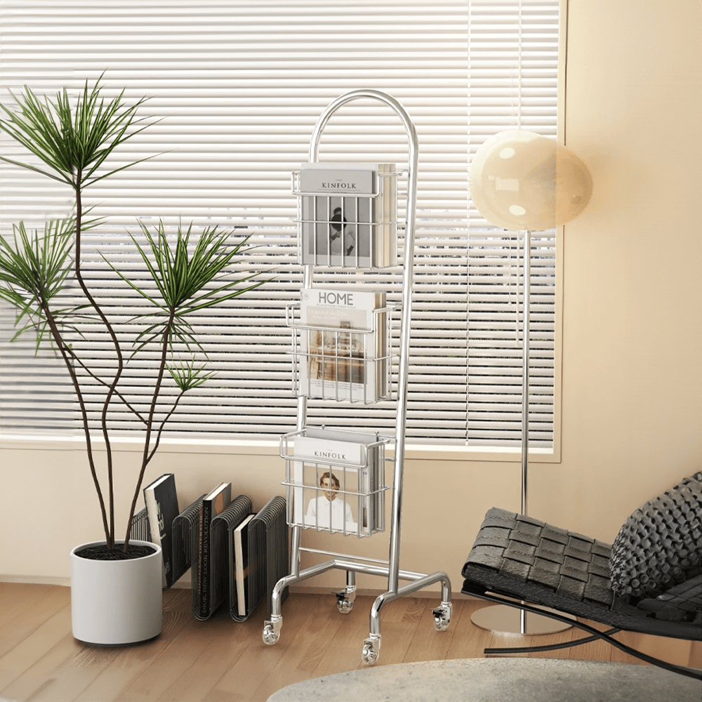 Nordic Style Metallic Rotating Bookcase - The House Of BLOC