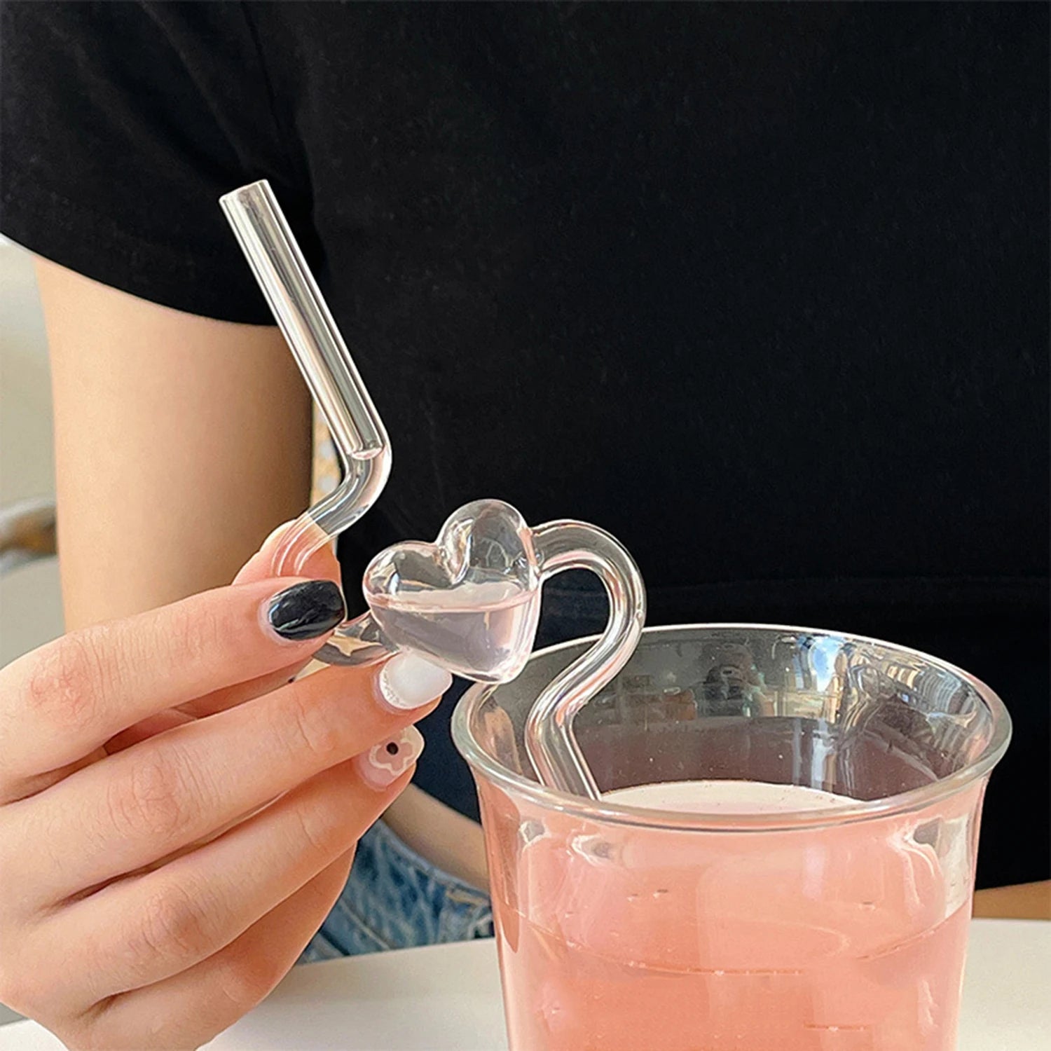 Novelty Heart Shape Glass Drinking Straw - The House Of BLOC