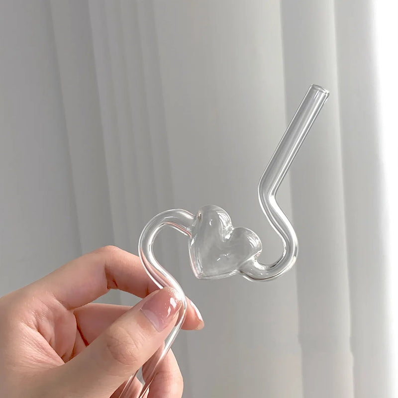 Novelty Heart Shape Glass Drinking Straw - The House Of BLOC