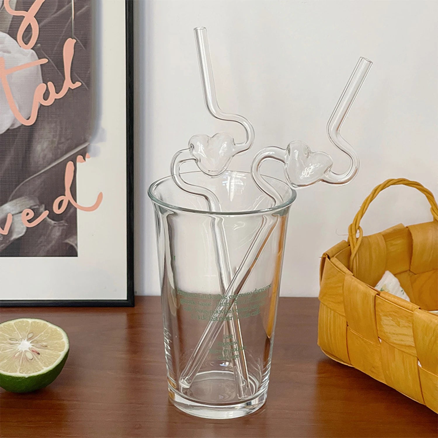 Novelty Heart Shape Glass Drinking Straw - The House Of BLOC