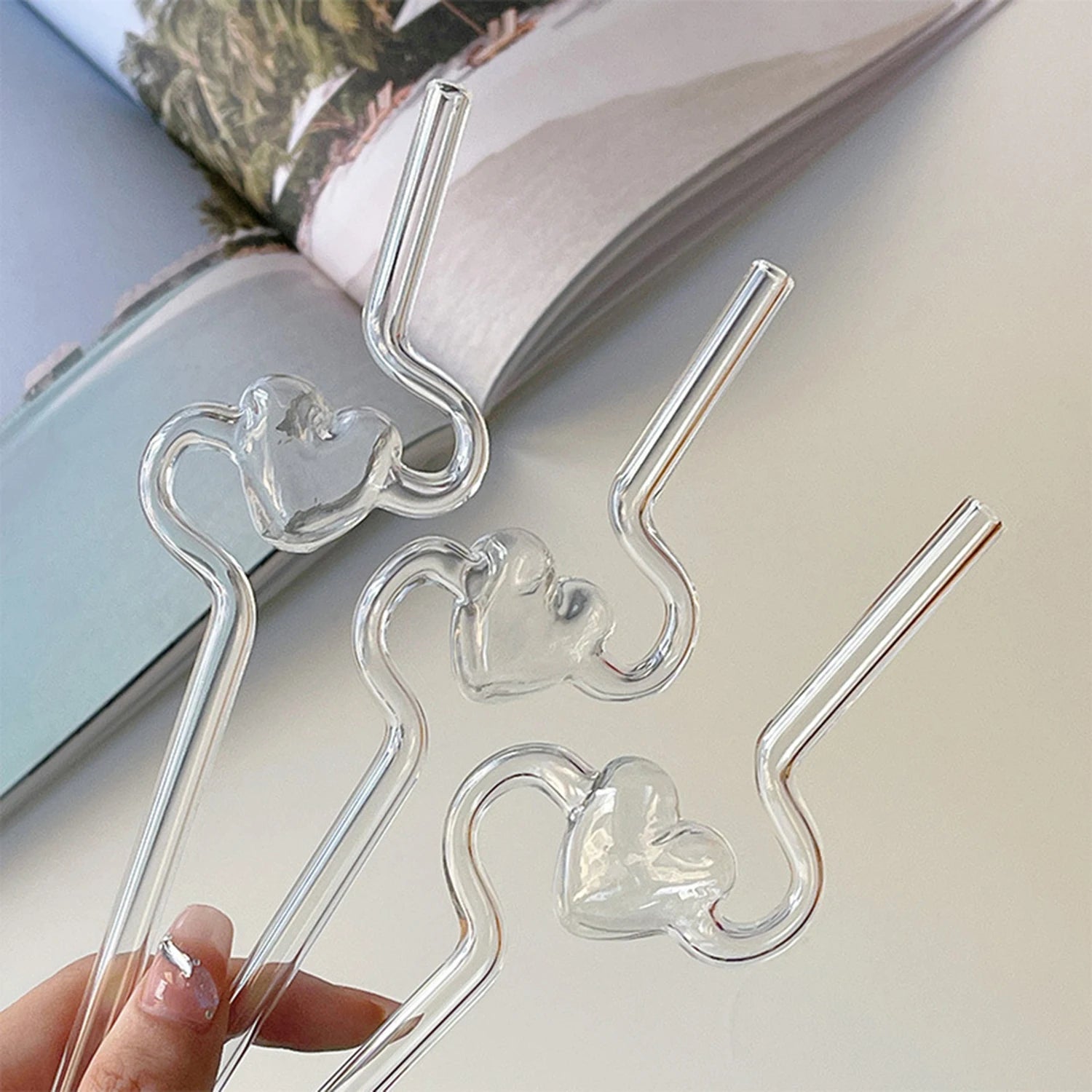 Novelty Heart Shape Glass Drinking Straw - The House Of BLOC