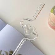 Novelty Heart Shape Glass Drinking Straw - The House Of BLOC