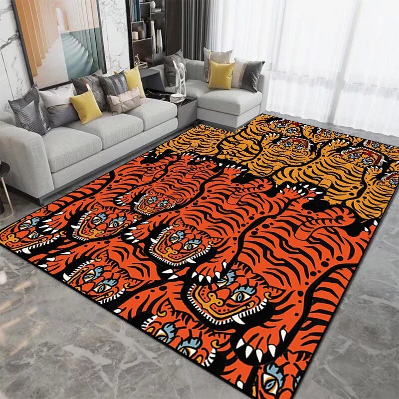 Patterned Tiger Design Living Room Carpet - The House Of BLOC